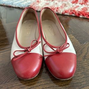Vintage Italian leather red and cream ballet flats